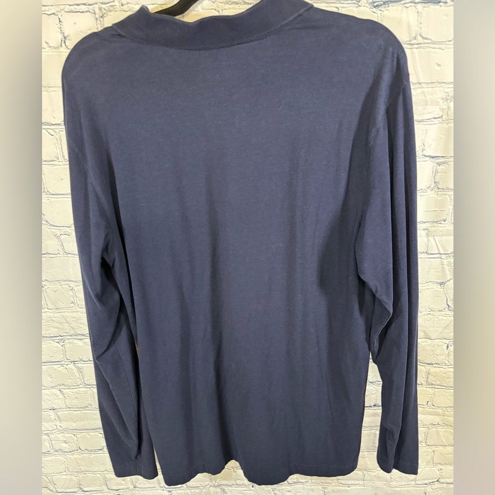 Coolibar Navy Blue Nautical Long Sleeved Polo Sun Protection UPF 50 Shirt M - Picture 3 of 8
